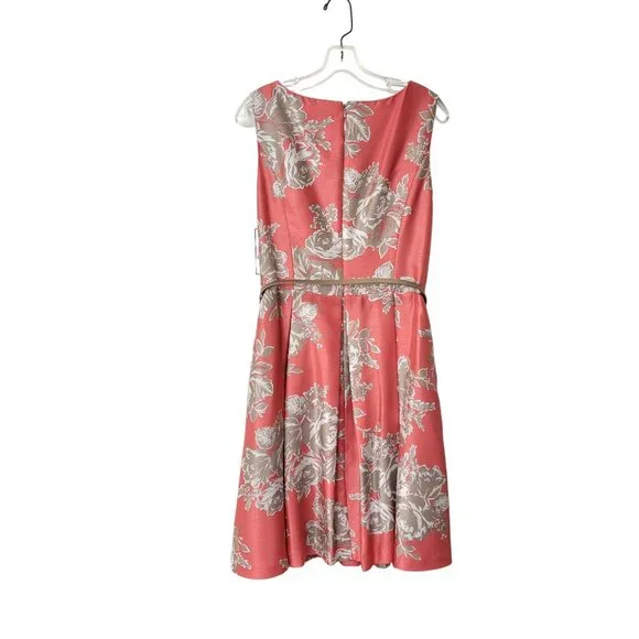 Jessica Howard Peach and Tan Floral Belted Party Dress Size 12 NWT - Picture 2 of 7
